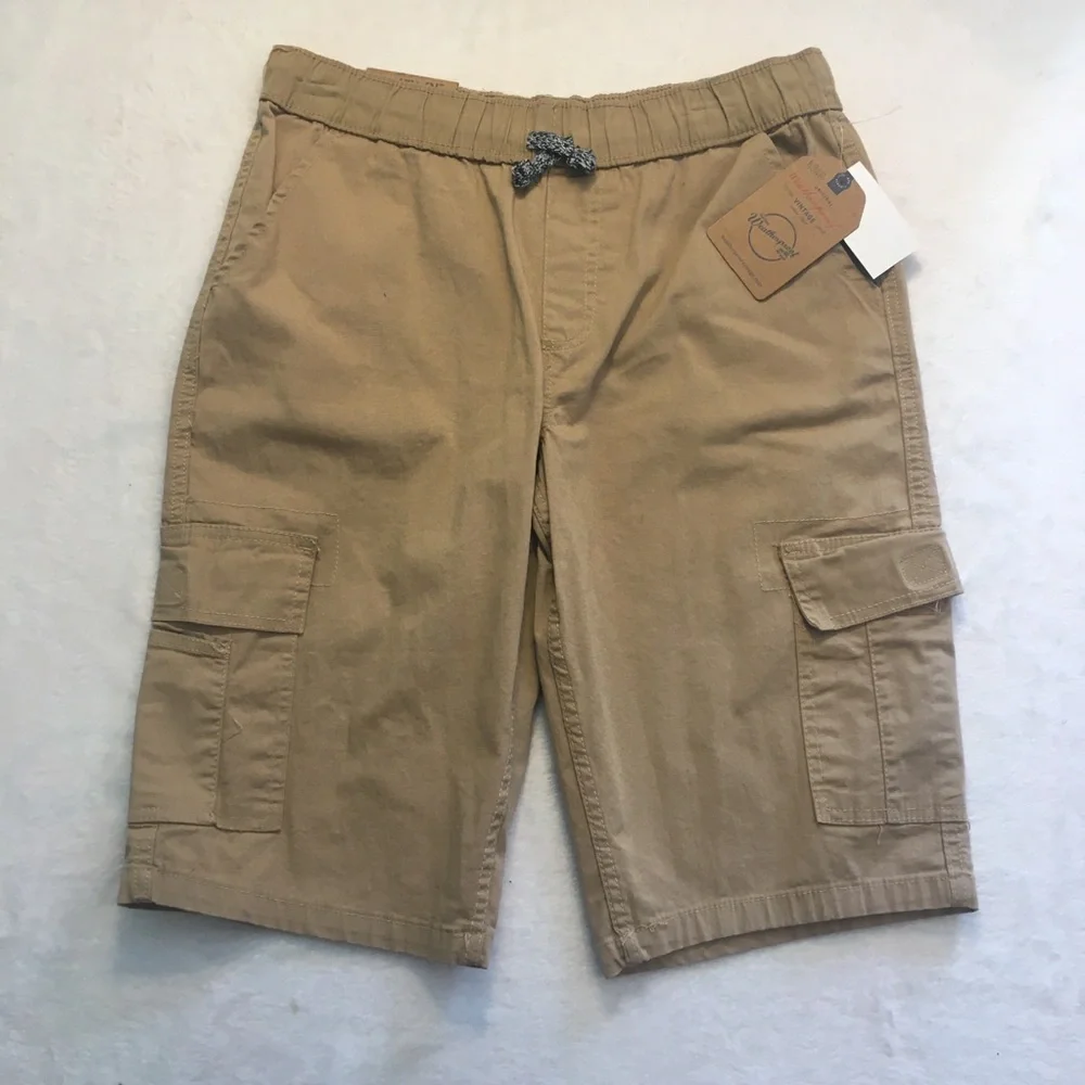 Weatherproof Vintage Cargo Shorts Kids XL Khaki New Pull-On Drawstring WK910SH21